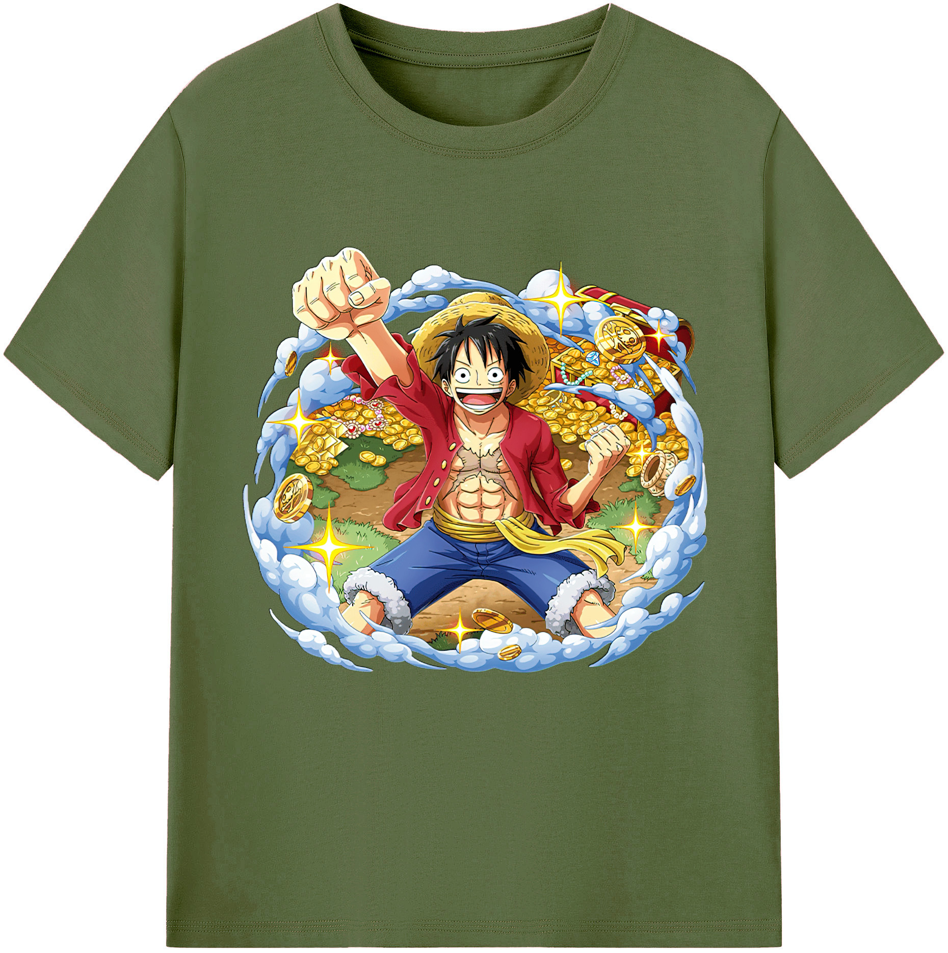 ワンピース モンキー・D・ルフィ ONE PIECE Monkey D. Luffy 綿100％半袖Tシャツ（フロントプリント）
